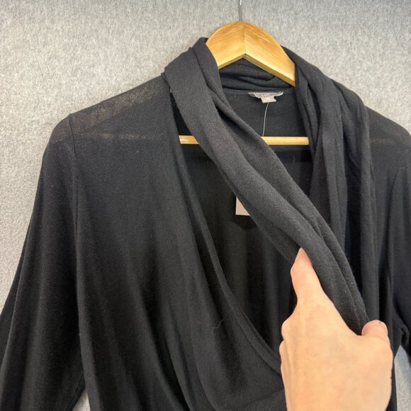 J. Jill Size Medium Black Drape Front Long Sleeve Cardigan Sweater 2 Way NWT - Picture 7 of 15